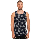 Blue And Silver Snowflake Pattern Print Men's Tank Top