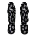 Blue And Silver Snowflake Pattern Print Muay Thai Shin Guards