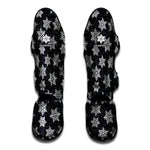 Blue And Silver Snowflake Pattern Print Muay Thai Shin Guard