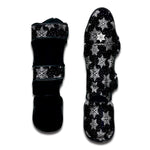 Blue And Silver Snowflake Pattern Print Muay Thai Shin Guard