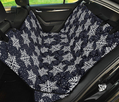 Blue And Silver Snowflake Pattern Print Pet Car Back Seat Cover