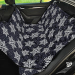 Blue And Silver Snowflake Pattern Print Pet Car Back Seat Cover