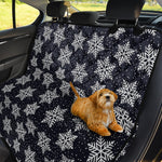 Blue And Silver Snowflake Pattern Print Pet Car Back Seat Cover
