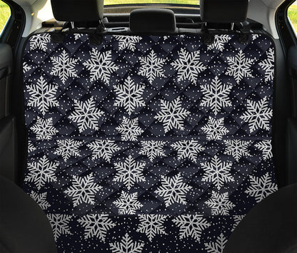 Blue And Silver Snowflake Pattern Print Pet Car Back Seat Cover