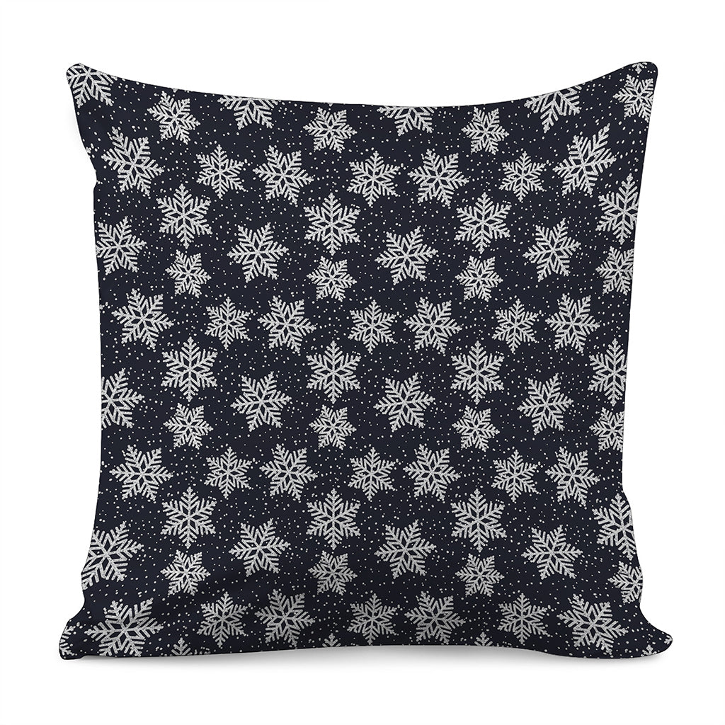 Blue And Silver Snowflake Pattern Print Pillow Cover