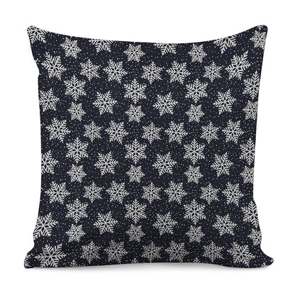 Blue And Silver Snowflake Pattern Print Pillow Cover