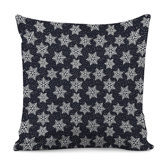 Blue And Silver Snowflake Pattern Print Pillow Cover