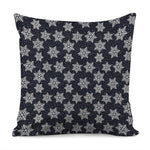 Blue And Silver Snowflake Pattern Print Pillow Cover