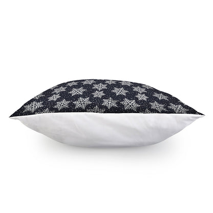 Blue And Silver Snowflake Pattern Print Pillow Cover