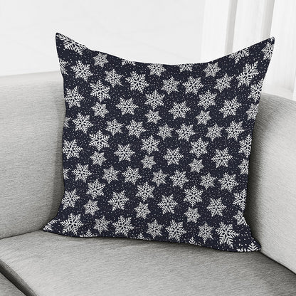 Blue And Silver Snowflake Pattern Print Pillow Cover