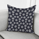 Blue And Silver Snowflake Pattern Print Pillow Cover