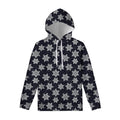 Blue And Silver Snowflake Pattern Print Pullover Hoodie