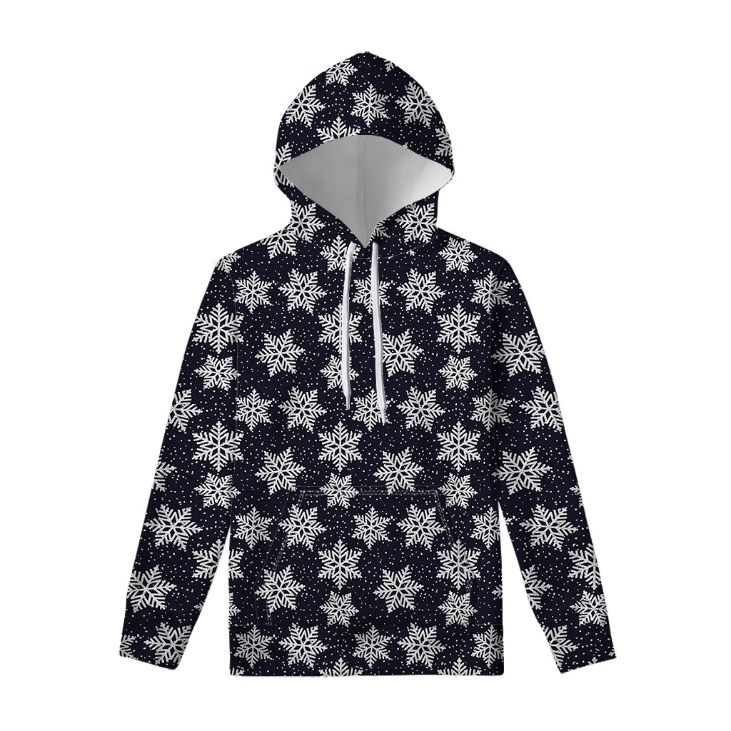 Blue And Silver Snowflake Pattern Print Pullover Hoodie