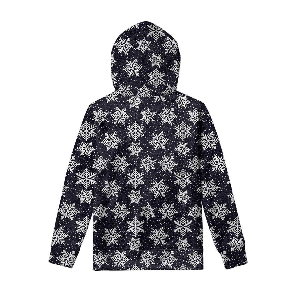 Blue And Silver Snowflake Pattern Print Pullover Hoodie