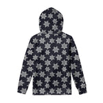 Blue And Silver Snowflake Pattern Print Pullover Hoodie