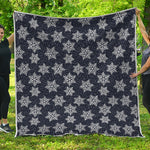 Blue And Silver Snowflake Pattern Print Quilt