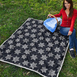 Blue And Silver Snowflake Pattern Print Quilt