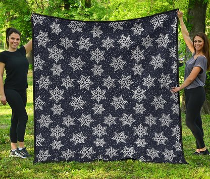 Blue And Silver Snowflake Pattern Print Quilt