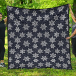 Blue And Silver Snowflake Pattern Print Quilt