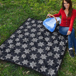Blue And Silver Snowflake Pattern Print Quilt