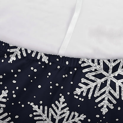 Blue And Silver Snowflake Pattern Print Sofa Cover