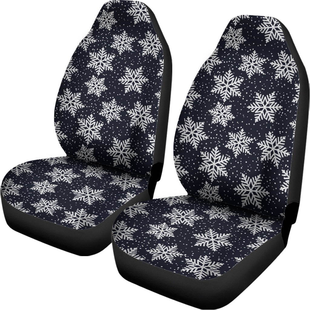 Blue And Silver Snowflake Pattern Print Universal Fit Car Seat Covers