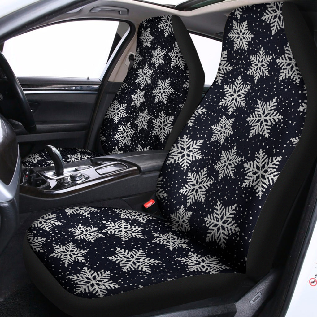 Blue And Silver Snowflake Pattern Print Universal Fit Car Seat Covers