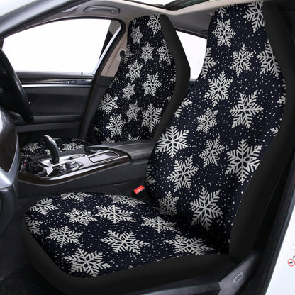 Blue And Silver Snowflake Pattern Print Universal Fit Car Seat Covers