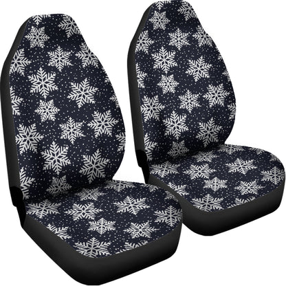 Blue And Silver Snowflake Pattern Print Universal Fit Car Seat Covers