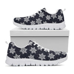 Blue And Silver Snowflake Pattern Print White Sneakers