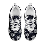 Blue And Silver Snowflake Pattern Print White Sneakers