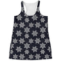 Blue And Silver Snowflake Pattern Print Women's Racerback Tank Top