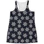 Blue And Silver Snowflake Pattern Print Women's Racerback Tank Top