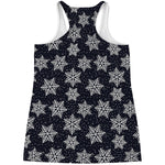 Blue And Silver Snowflake Pattern Print Women's Racerback Tank Top