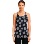Blue And Silver Snowflake Pattern Print Women's Racerback Tank Top