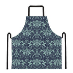 Blue And Teal Damask Pattern Print Apron