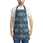 Blue And Teal Damask Pattern Print Apron