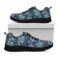 Blue And Teal Damask Pattern Print Black Running Shoes