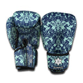 Blue And Teal Damask Pattern Print Boxing Gloves