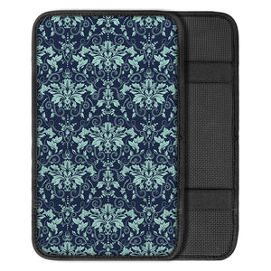 Blue And Teal Damask Pattern Print Car Center Console Cover