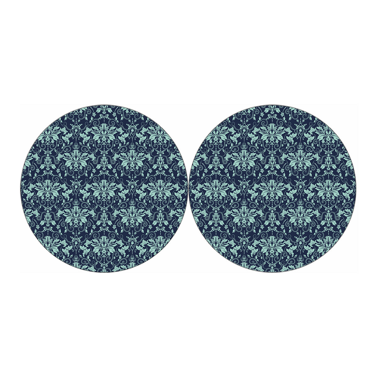 Blue And Teal Damask Pattern Print Car Coasters