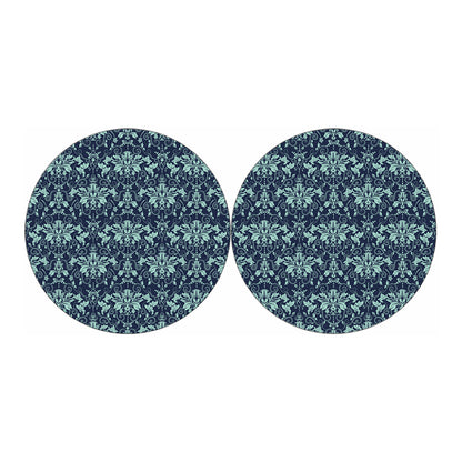 Blue And Teal Damask Pattern Print Car Coasters
