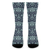 Blue And Teal Damask Pattern Print Crew Socks