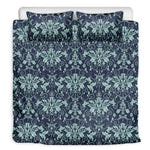 Blue And Teal Damask Pattern Print Duvet Cover Bedding Set