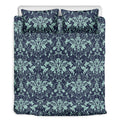 Blue And Teal Damask Pattern Print Duvet Cover Bedding Set
