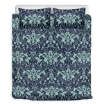 Blue And Teal Damask Pattern Print Duvet Cover Bedding Set
