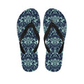 Blue And Teal Damask Pattern Print Flip Flops