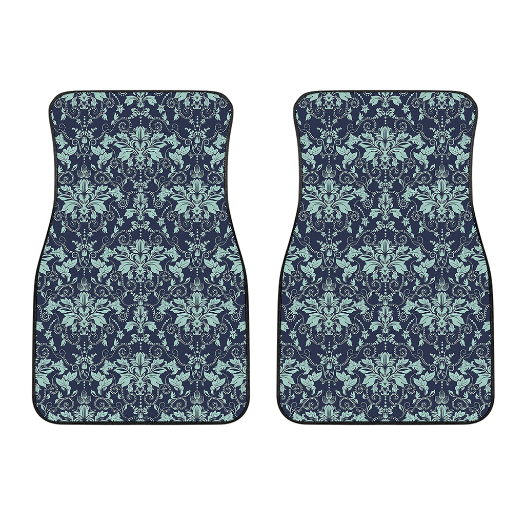 Blue And Teal Damask Pattern Print Front Car Floor Mats