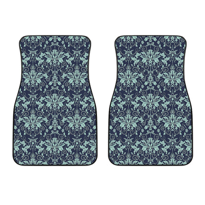 Blue And Teal Damask Pattern Print Front Car Floor Mats