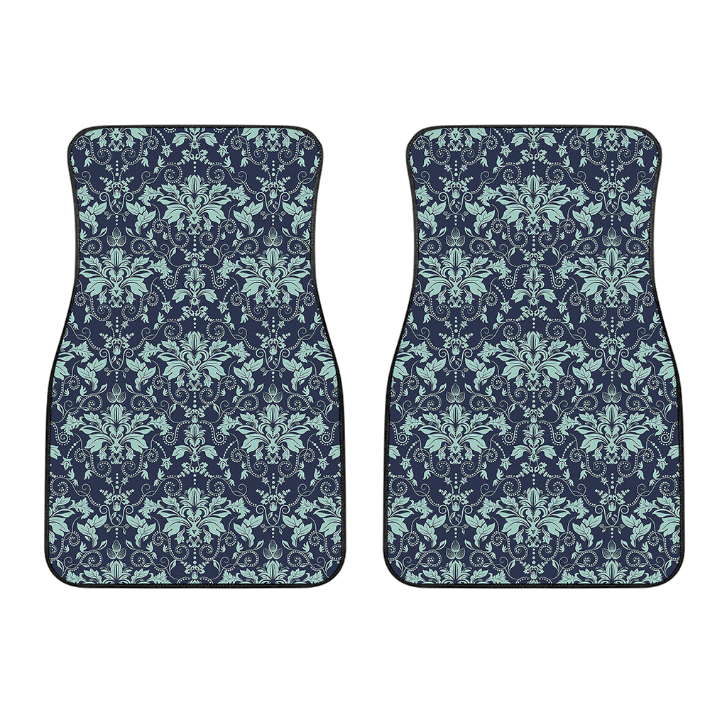 Blue And Teal Damask Pattern Print Front Car Floor Mats
